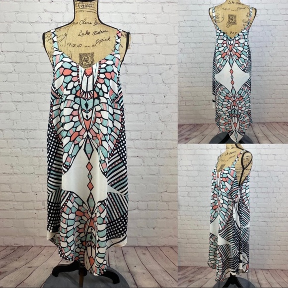 Olivaceous Stain Glass Pattern Asymetrical Dress